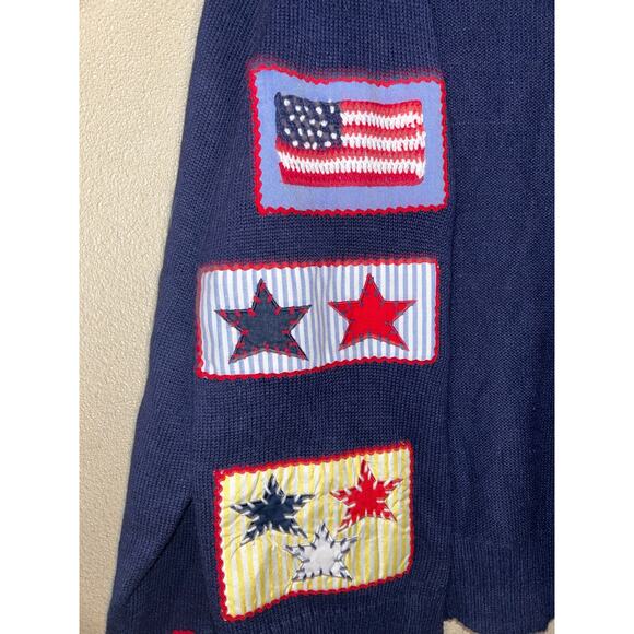 All Points Academia Preppy Red White Blue Patriotic Flag Stars & Stripes Cardian - Picture 3 of 8